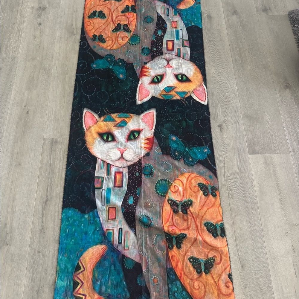 Colorful Cat-Themed shawl
